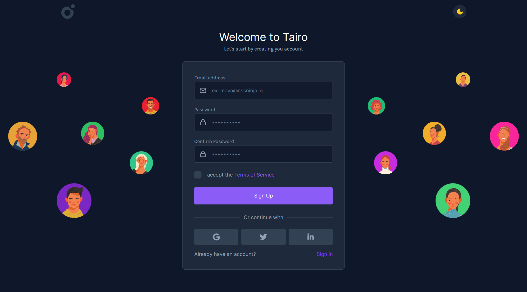 Tairo - Signup 3