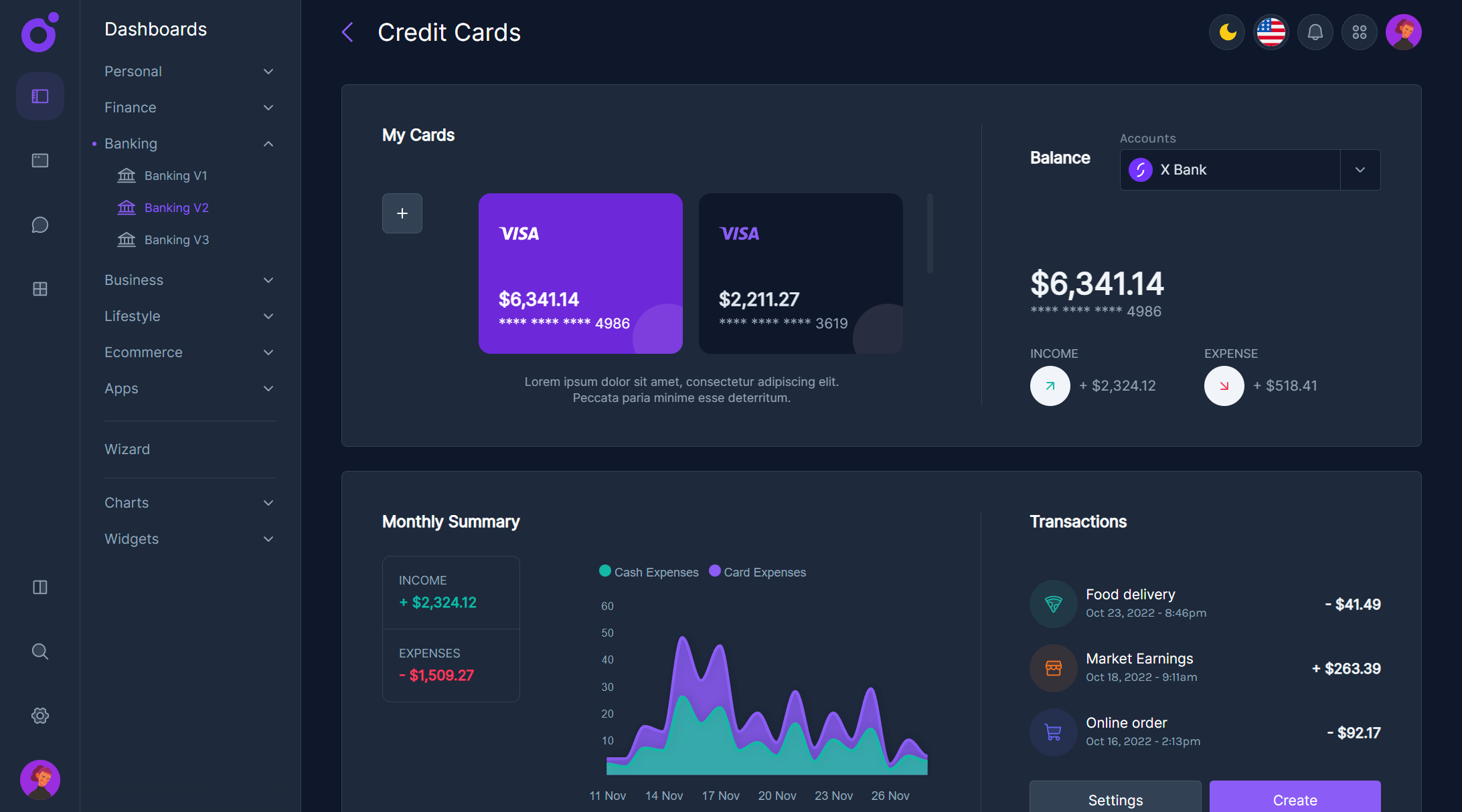 Tairo - Banking dashboard v2