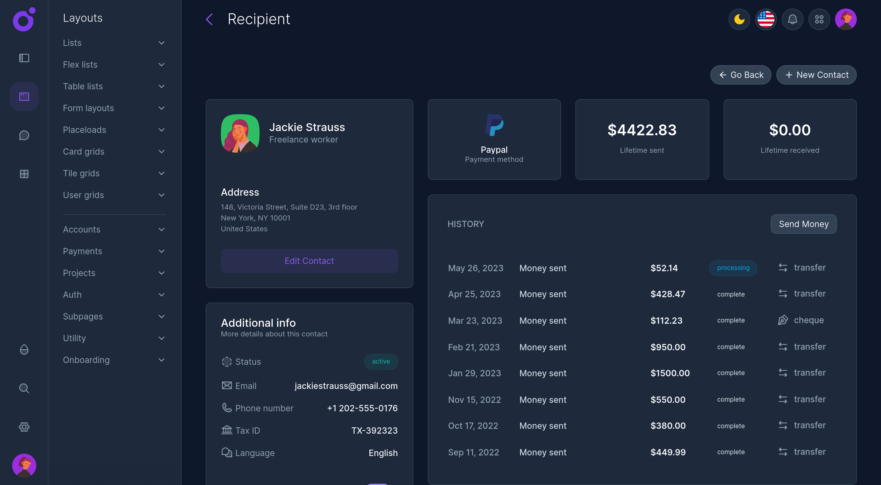Tairo - Contact recipient